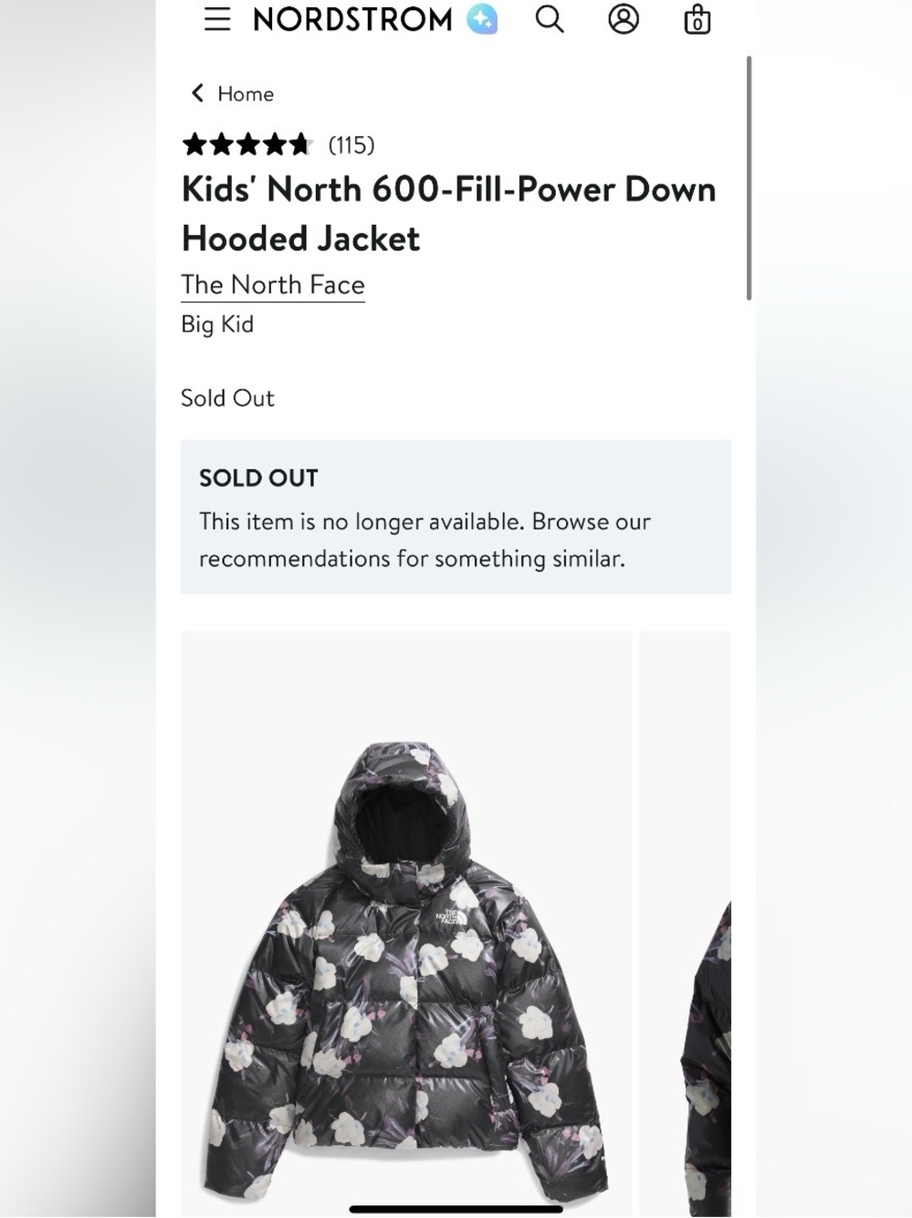 The North Face Kids' North
600-Fill-Power Down
Hooded Jacket Kids Size M (10)